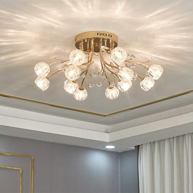 Elegant LED flower flush mount ceiling light in a modern living room setup.