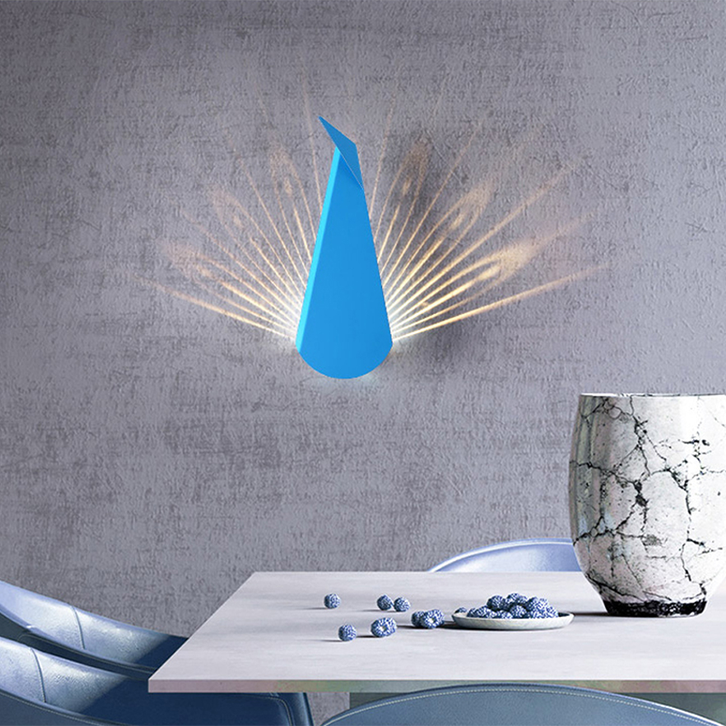 Front view of the Elegant Modern Minimalist LED Wall Lamp showcasing its peacock design.