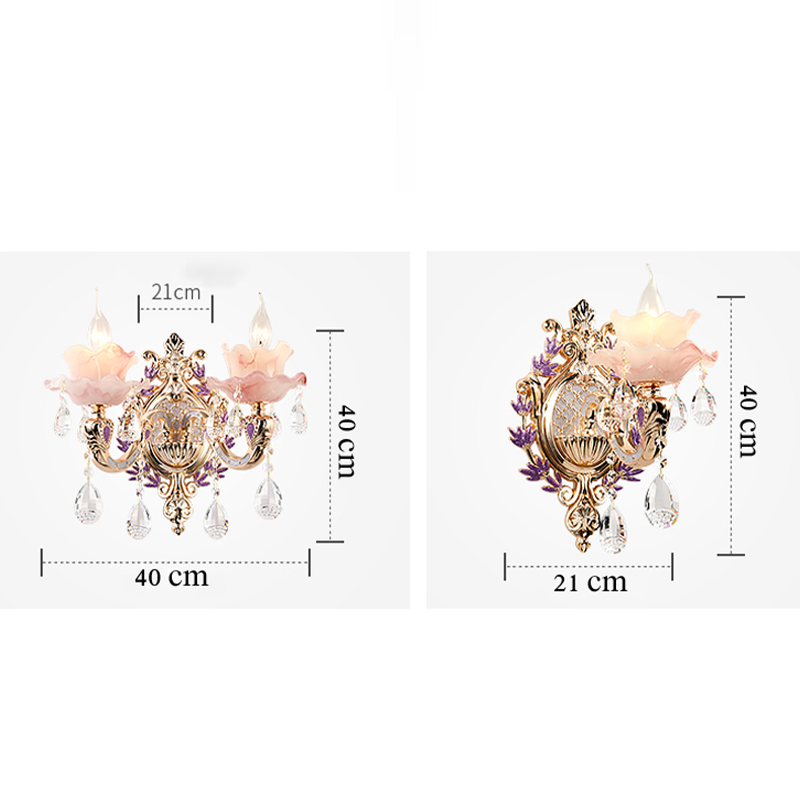 Elegant crystal wall sconce showcasing its gorgeous purple hue and unique design.