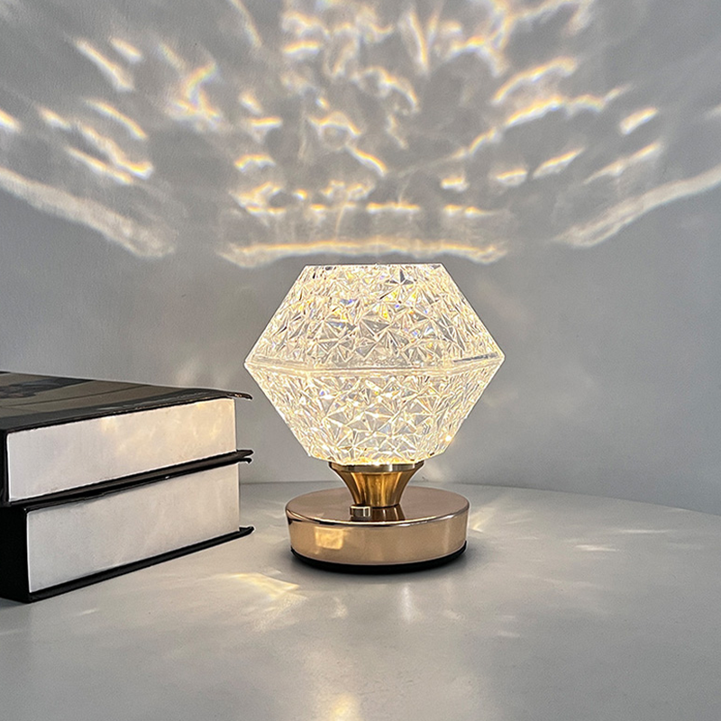 Close-up of the enchanting sky projection table lamp showcasing its elegant design.