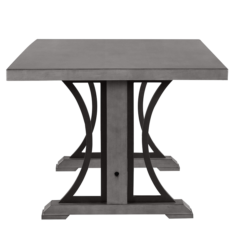 Retro Elegance: 9-Piece Gray Dining Table Set - Image 9