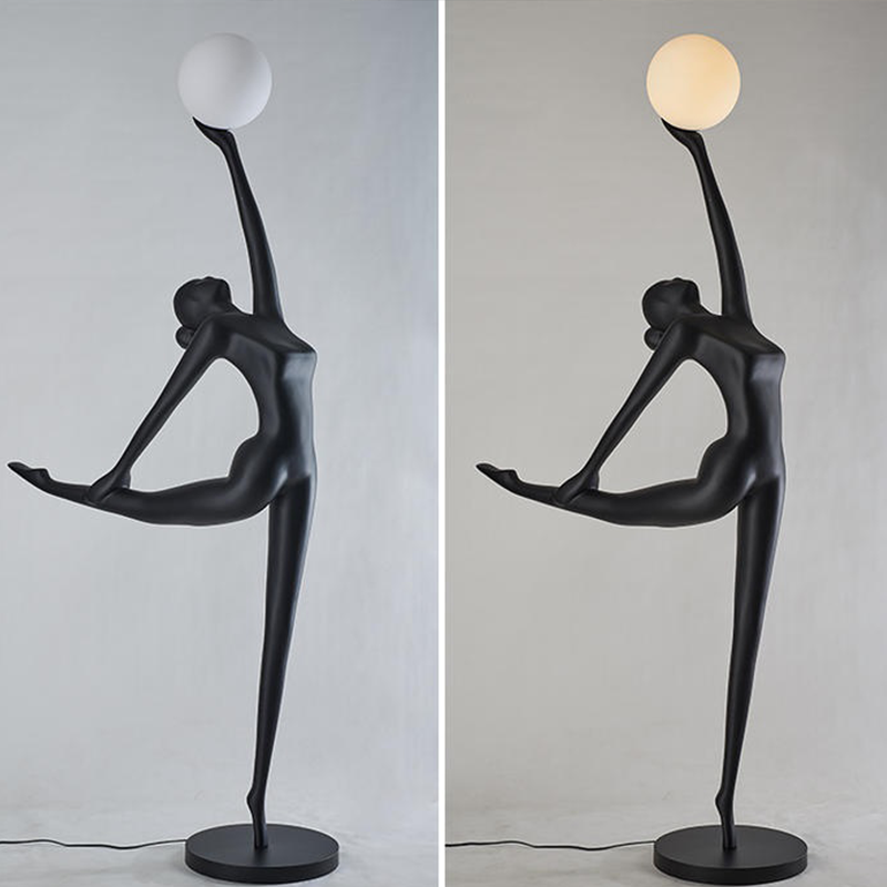 Close-up of the ballet lamp with intricate resin details