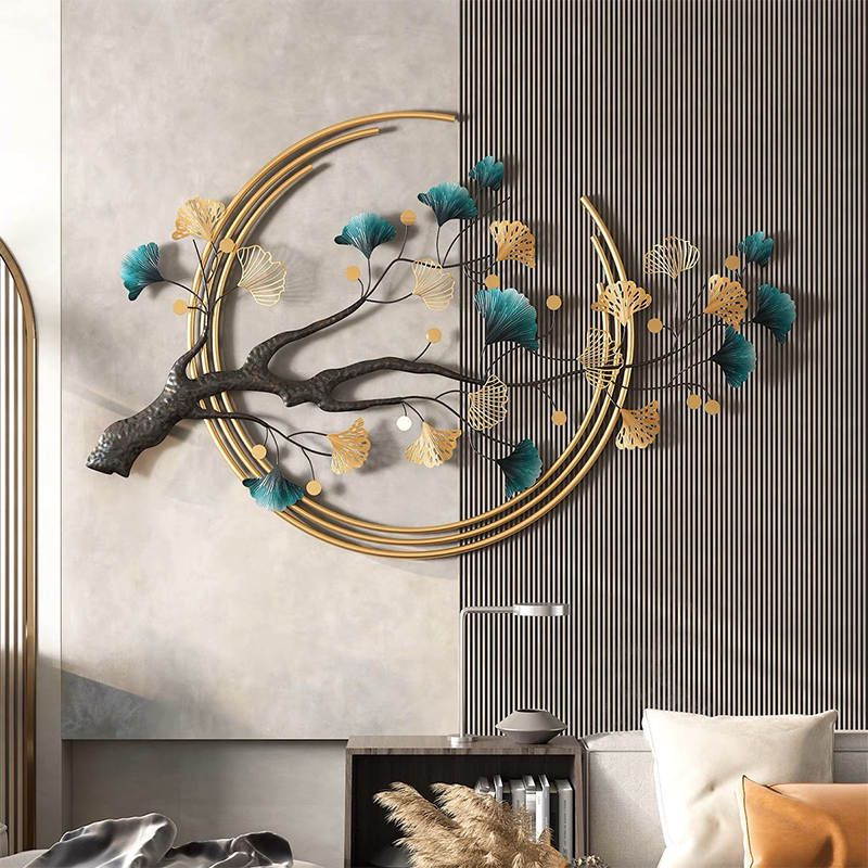 Elegant 3D Iron Tree Wall Art displayed in a living room, enhancing the decor.