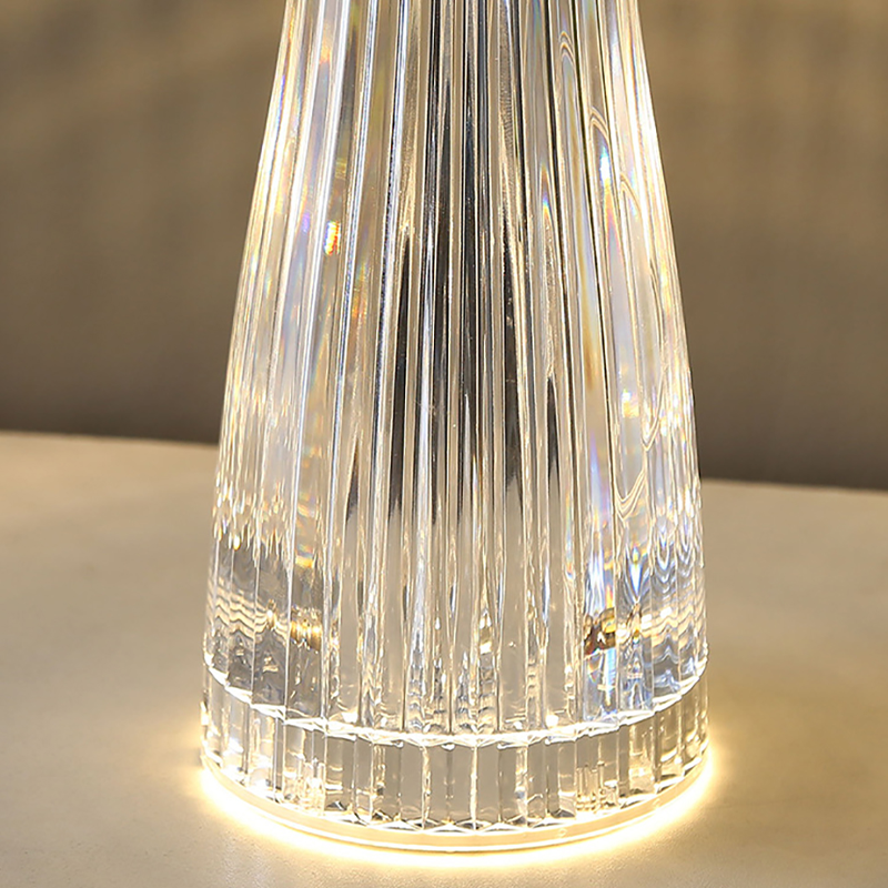 Close-up of the touch on/off switch of the mushroom crystal table lamp.