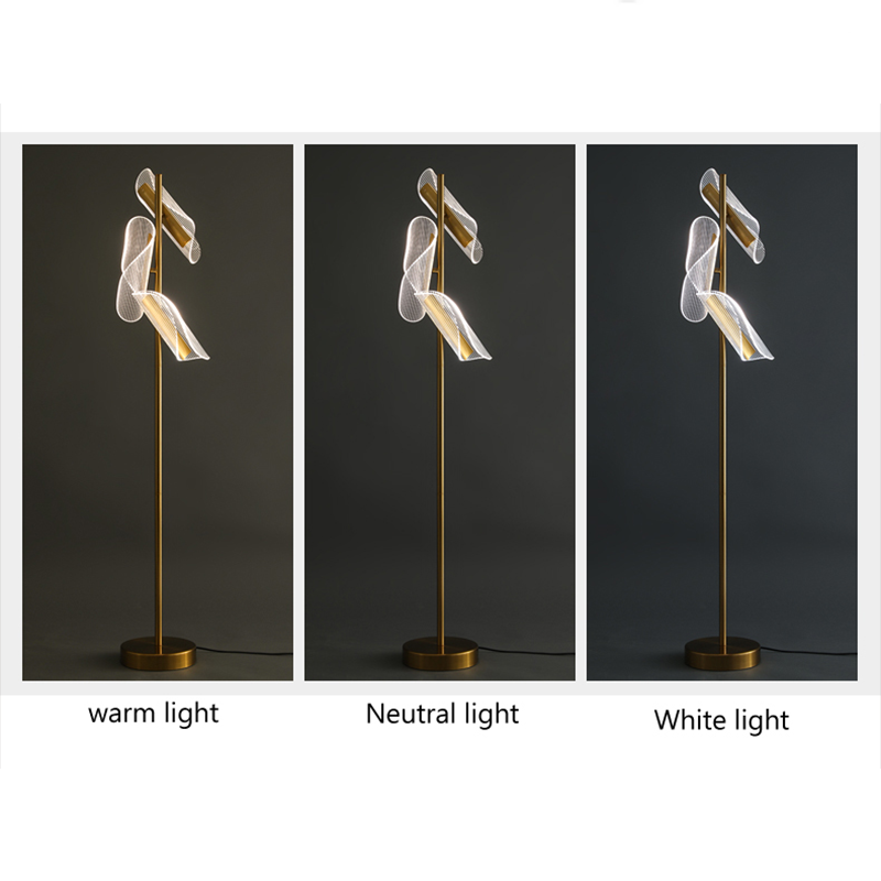 Stylish floor lamp with acrylic shade illuminating a modern living room.