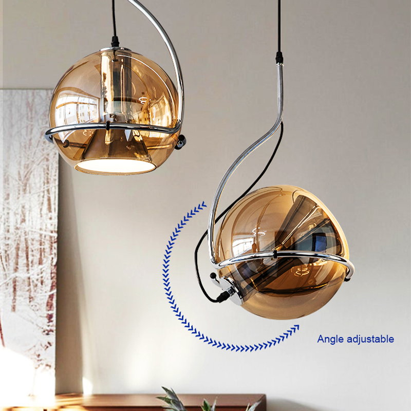 Modern Amber Glass Pendant Lamp with Adjustable Brightness - Image 7
