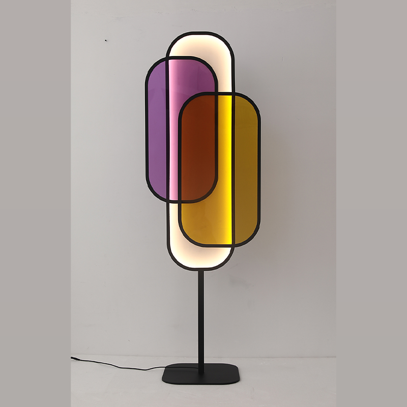 ChromaGlow Modern Multicolor LED Floor Lamp positioned beautifully in a modern living room.