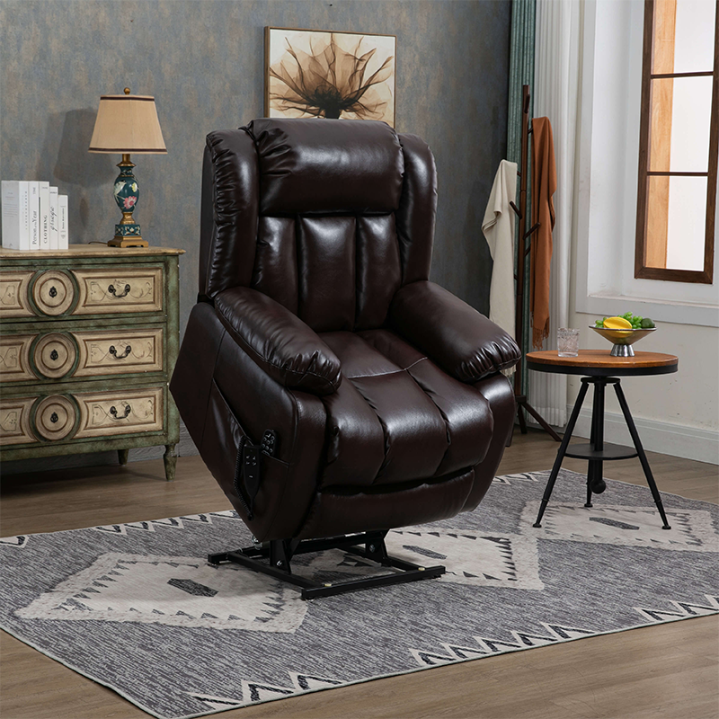 ComfortEase recliner chair from the side showing the plush design and massage feature.