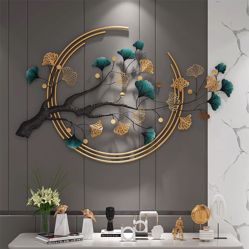 Close-up view of the handmade iron wall accent showcasing its intricate details.