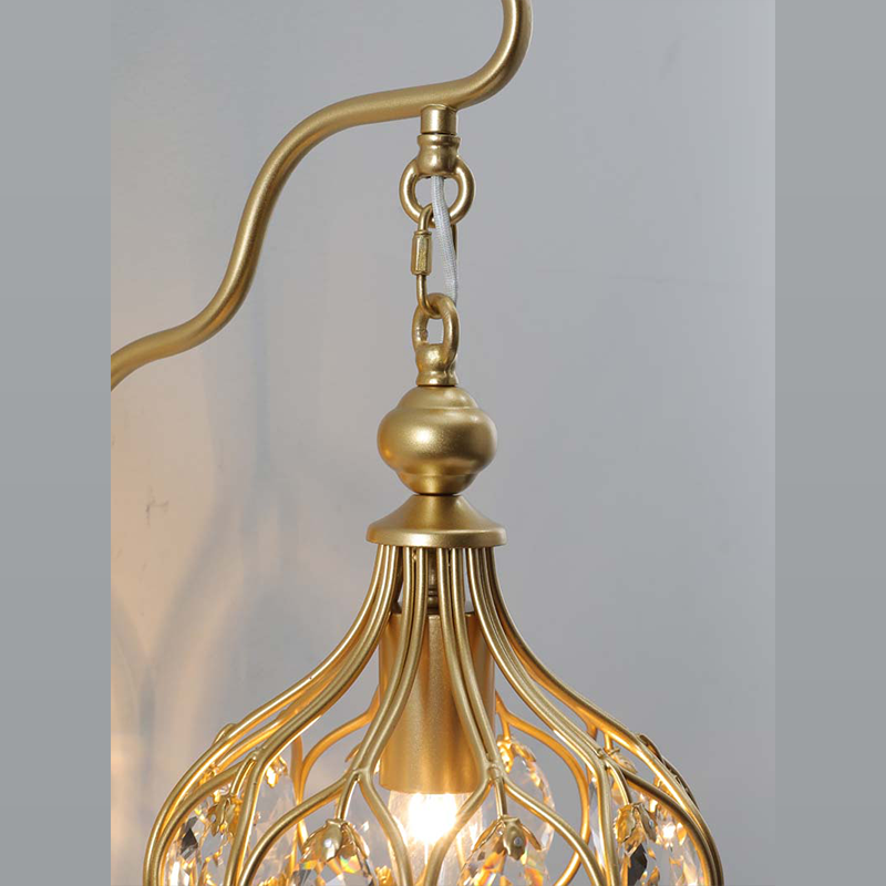 Nordic Crystal Elegance Wall Sconce with ambient light in a living room setting.
