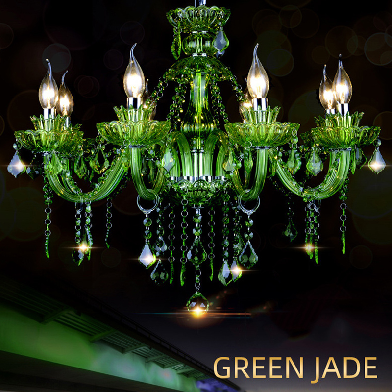 Close-up of the stunning crystal details on the European style chandelier.