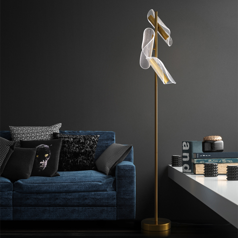 Close-up of the LED lamp showcasing its brass stand and elegant design.