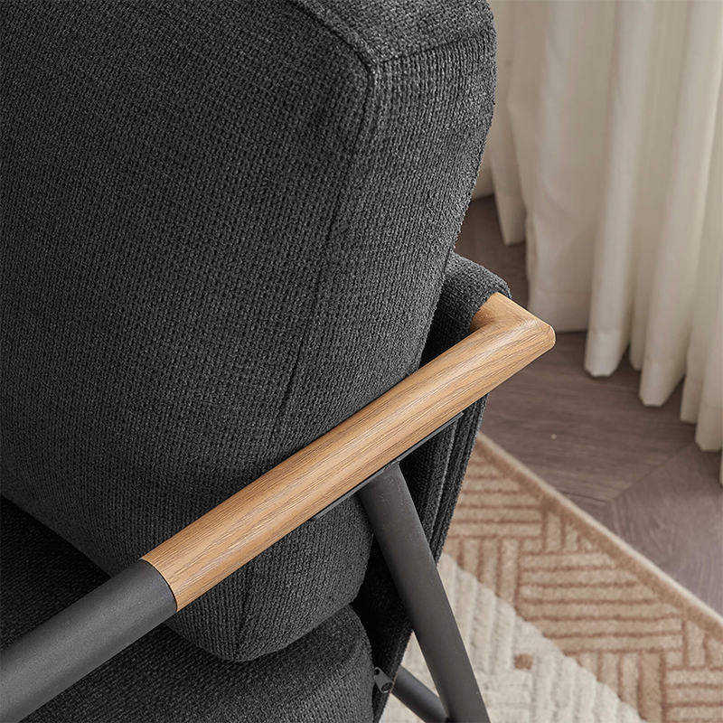 Close-up of the soft chenille fabric on the lounge chair, highlighting its luxurious texture.