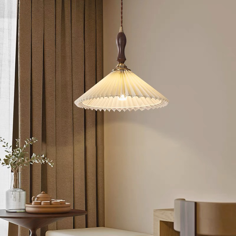 Elegant Pleated Fabric Shade Pendant Light - Image 2