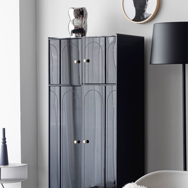 Close-up of the powder-coated steel base of Nordic Style Bar Cabinet