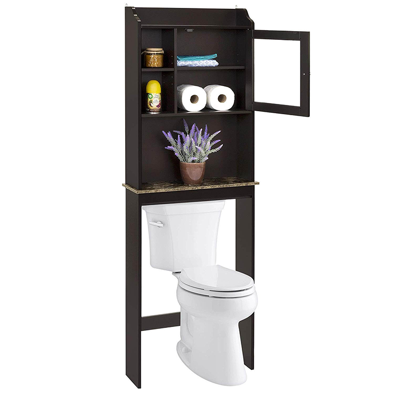 Elegant over-the-toilet wood bathroom cabinet showcasing its sleek design and ample storage space.