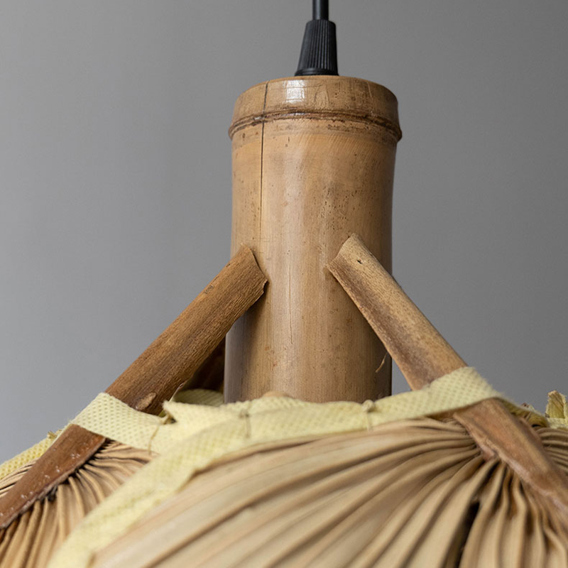 Installation of the bamboo pendant light in a modern kitchen