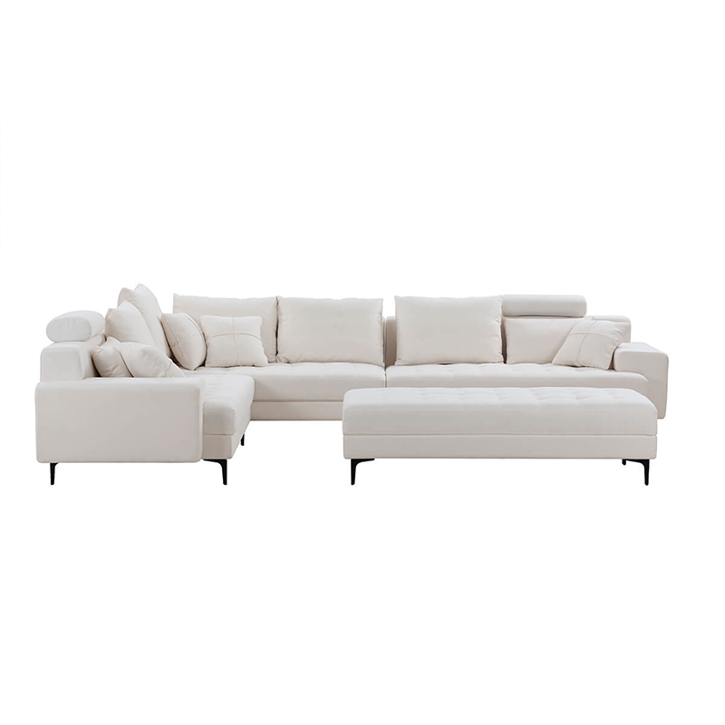 Spacious living area featuring the off white sectional sofa, perfect for family gatherings.