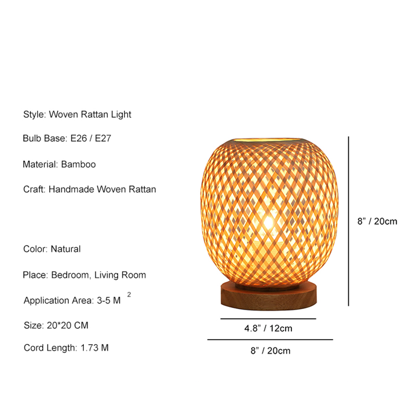 Handwoven rattan table lamp in an office setting, adding a touch of elegance and comfort.