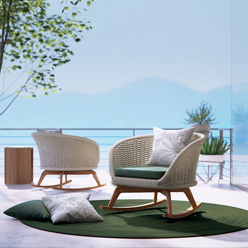 Wide shot of the patio set in a backyard, demonstrating its perfect fit for outdoor gatherings.