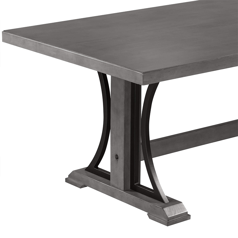 Retro Elegance: 9-Piece Gray Dining Table Set - Image 7