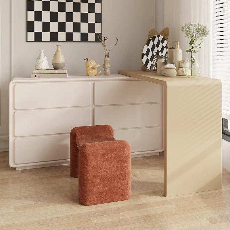 Elegant White Retractable Makeup Vanity Table Set showcasing its sleek design and mirror.