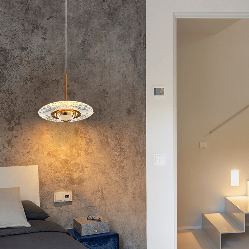 Close-up of the rotatable LED pendant light showcasing its modern design and quality materials.