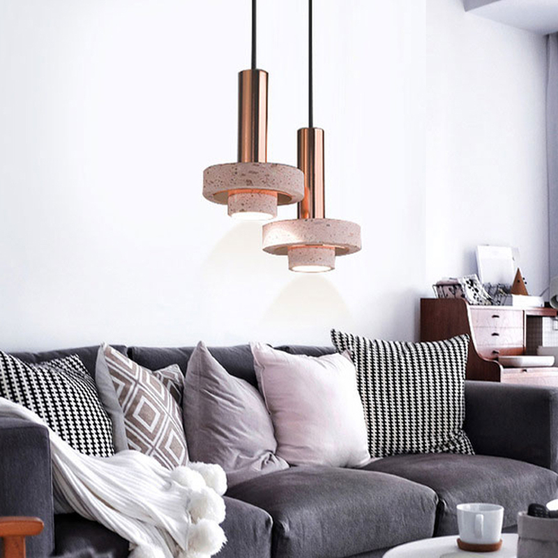 Nordic Pink Terrazzo LED Pendant Light - Image 4