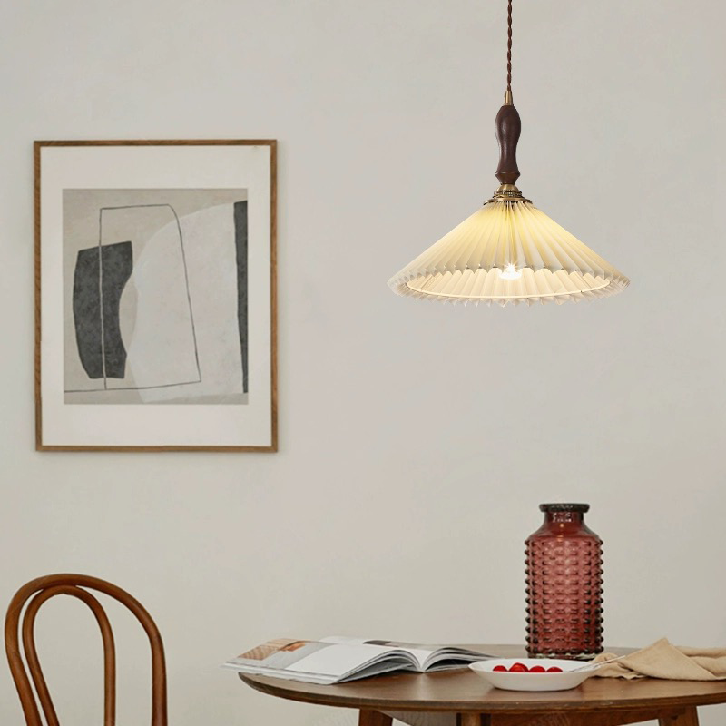 Elegant Pleated Fabric Shade Pendant Light - Image 3