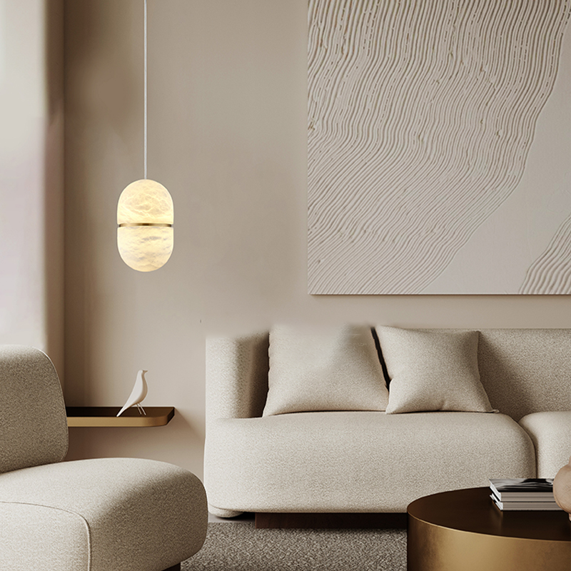 Elegant marble LED pendant light showcasing its unique alabaster design for stylish interiors.