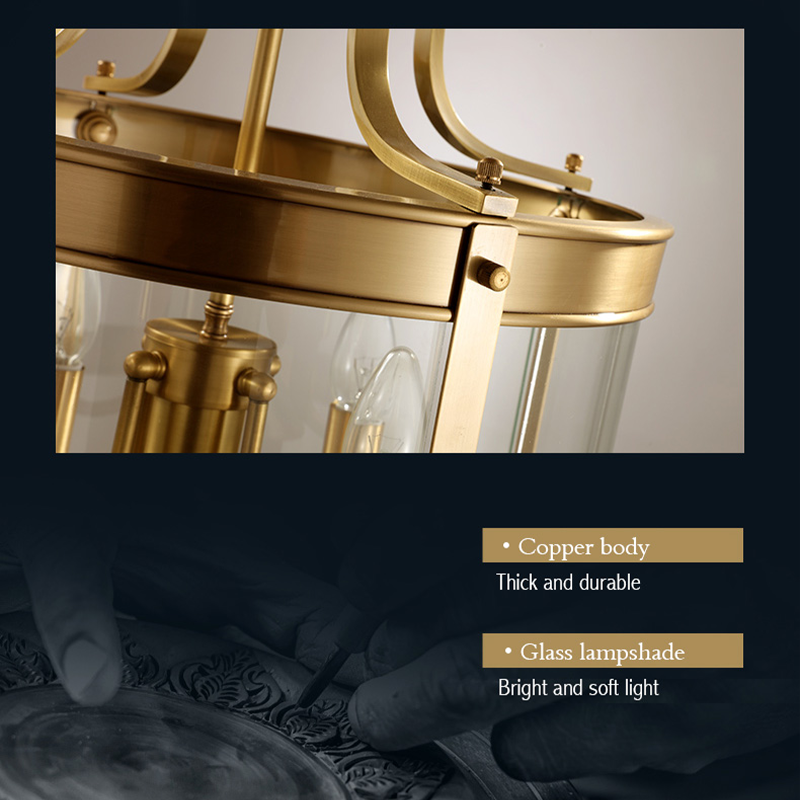 Elegant European crystal pendant light showing three bulbs and clear glass shades from the side.