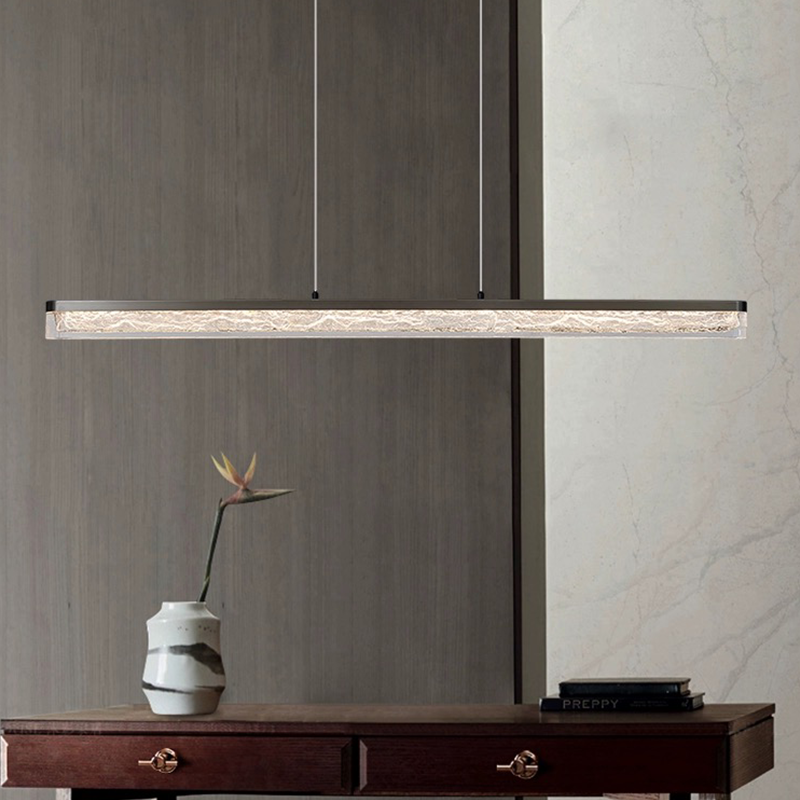 Close-up view of the brushed aluminum finish of the modern strip light.