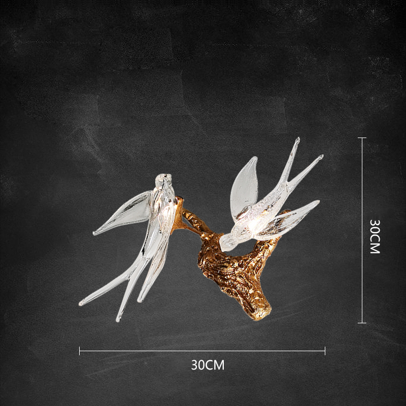 Copper Swallow LED Wall Sconce showcasing a luxurious glow in a living room setting.