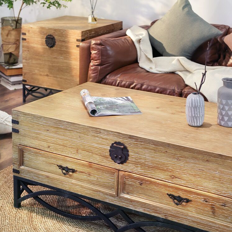 Rustic Charm Solid Wood Cocktail Table with Storage - Image 6