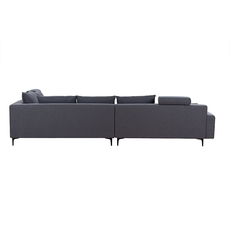 Luxurious Dark Grey L-Shaped Sectional Sofa with Cushions - Image 8