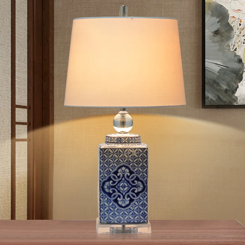 Elegant Blue and White Porcelain Table Lamp - Image 2