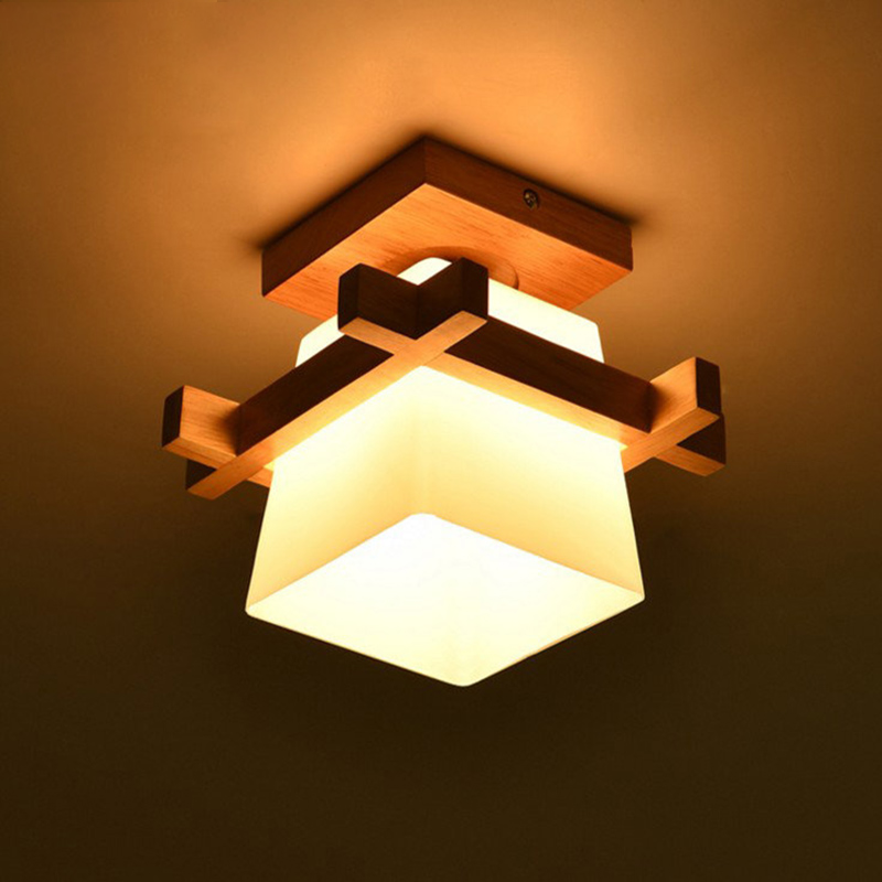 Overhead angle of the ceiling light installed in a minimalist Japanese-style foyer