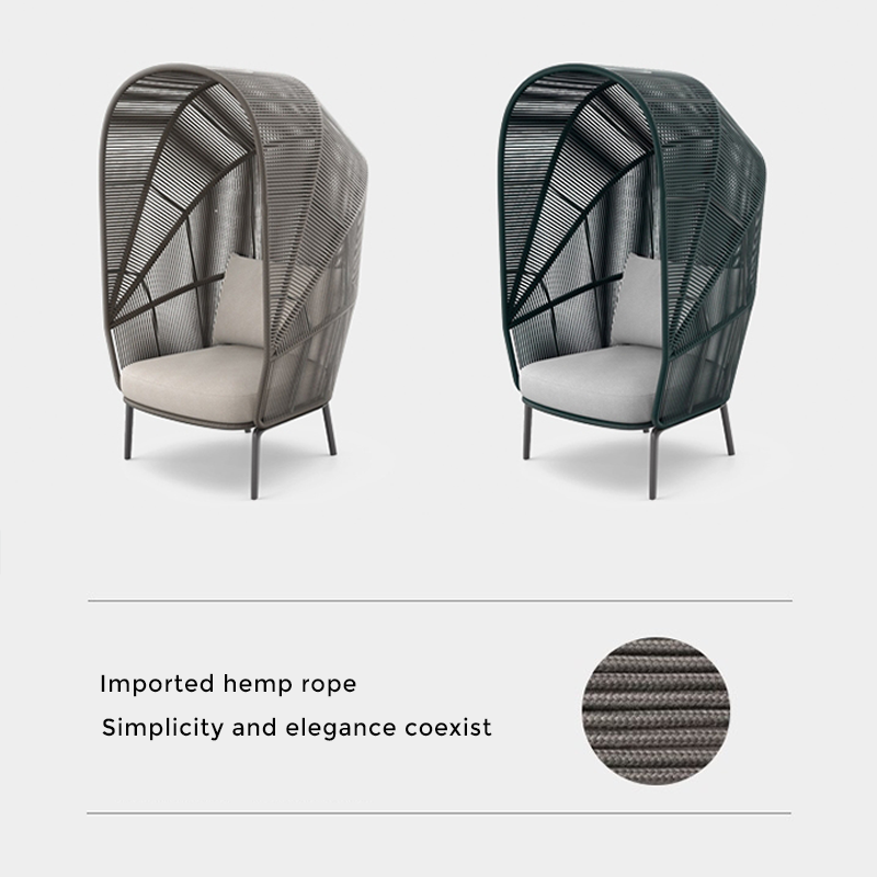 Outdoor egg chair with cushion, highlighting its modern design.