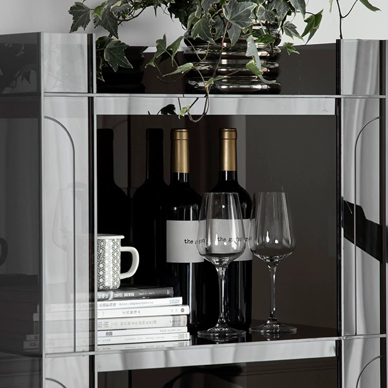 Modern acrylic display cabinet showcasing personal items with chic design
