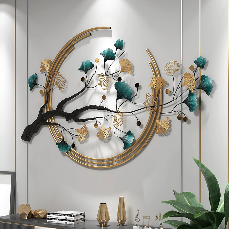 Elegant 3D Iron Tree Wall Art displayed in a living room, enhancing the decor.