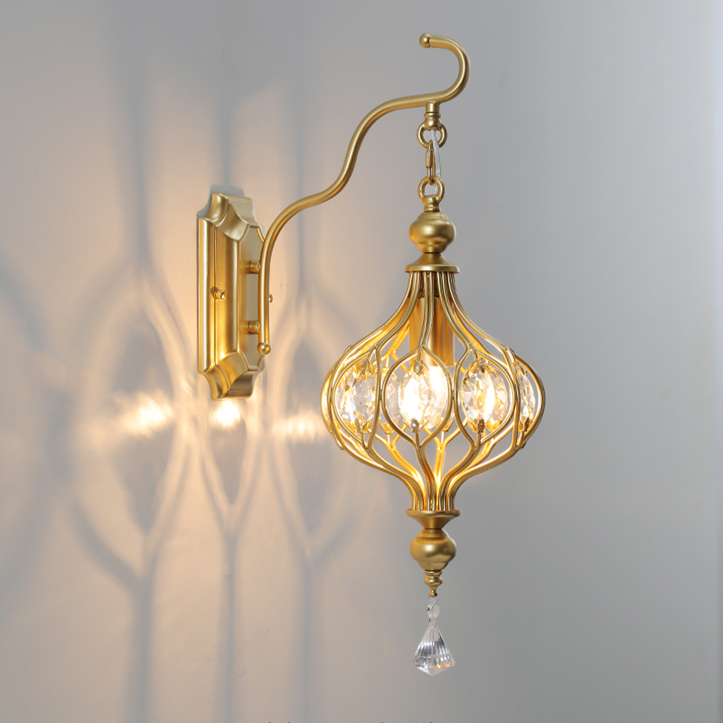 Installation of the Nordic Crystal Elegance Wall Sconce in a stylish dining area.