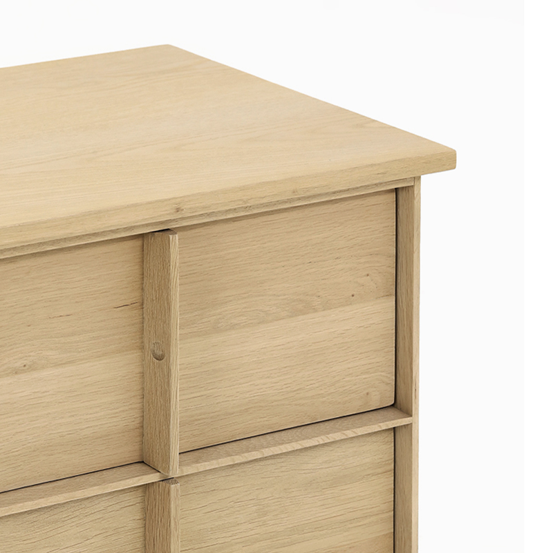 Top-down view of the solid oak TV stand displaying its modern design and storage options.