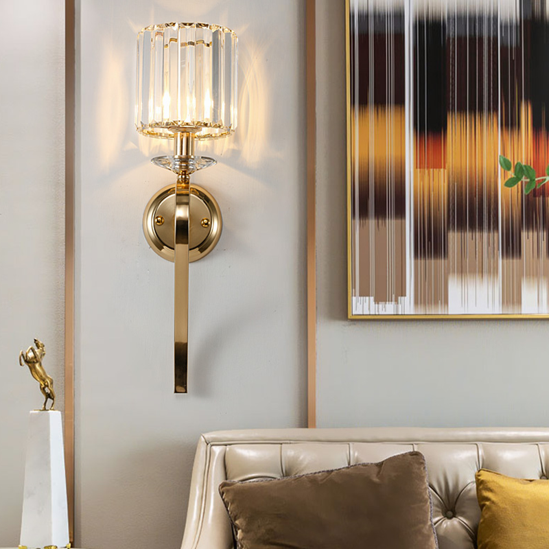 Nordic Elegance Copper Glass Wall Light mounted in a stylish living room, enhancing the decor with its warm glow.