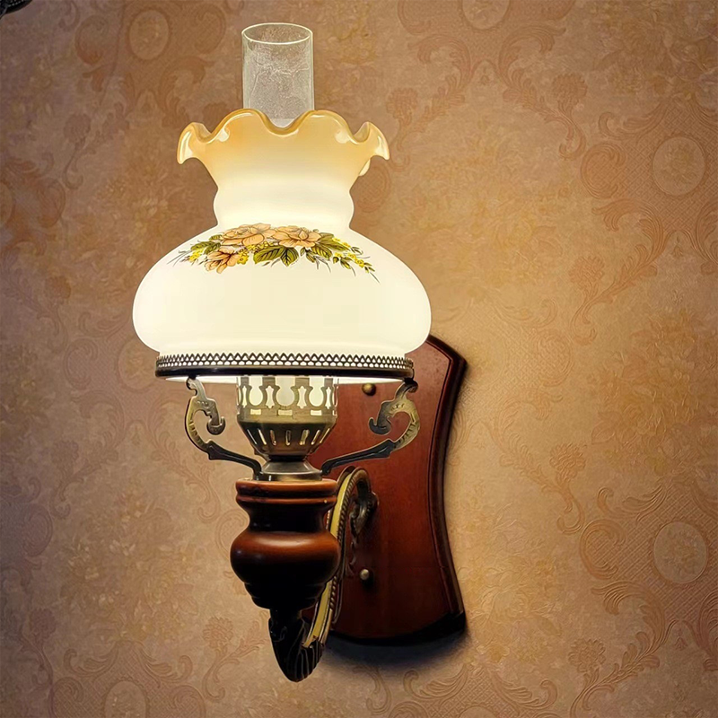 Vintage Glass LED Wall Lamp mounted in a cozy living room setting, providing warm illumination.