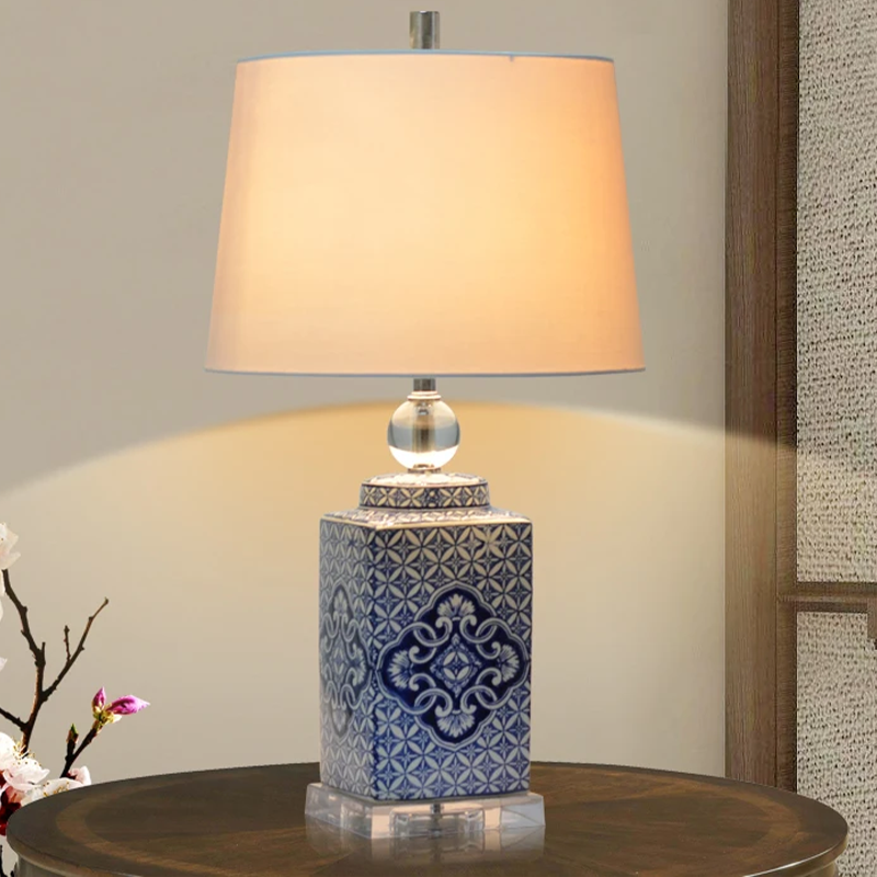 Elegant Blue and White Porcelain Table Lamp - Image 5
