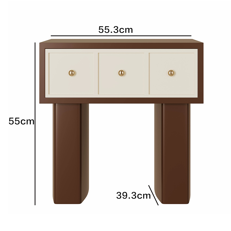 Close-up of the drawer on the Charming Retro Nightstand, showcasing its smooth edges and solid wood material.