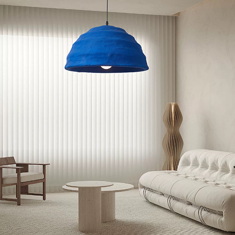 Chic Klein Blue Dome Pendant Light hanging above a dining table