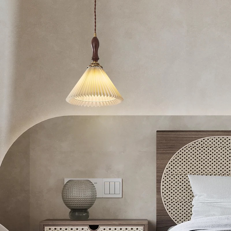 Elegant Pleated Fabric Shade Pendant Light - Image 4