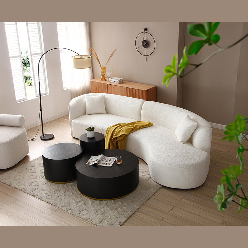 Elegant Black Round Coffee Table Set - 3-Piece Modern Design - Image 2