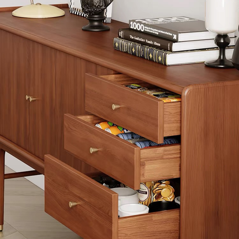 Front view of Nordic Elegance Wooden Storage Cabinet with drawers showcasing its sleek design.